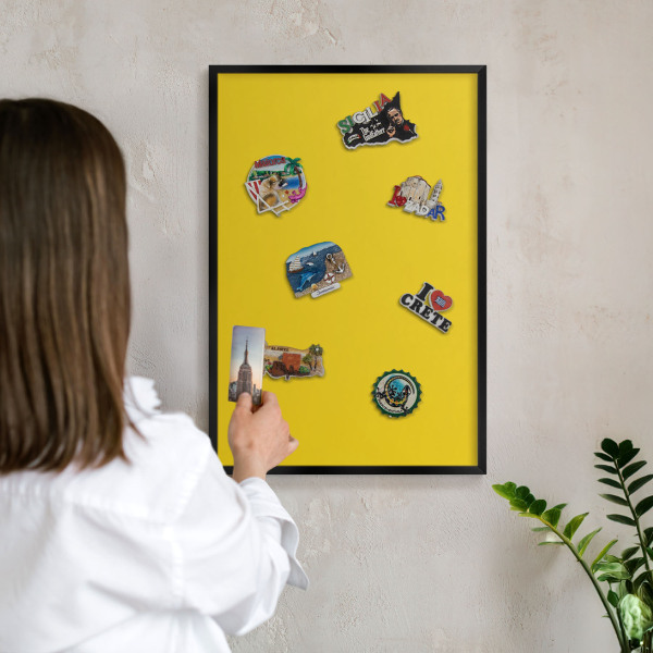 Panou magnetic mural decorativ cadru negru Galben intens