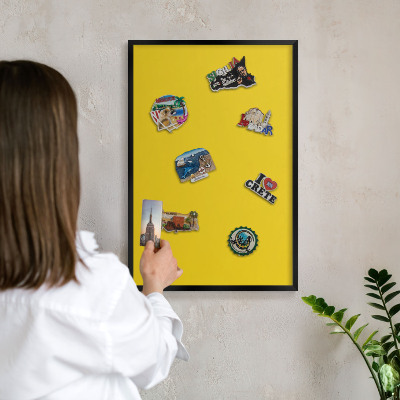 Panou magnetic mural decorativ cadru negru Galben intens