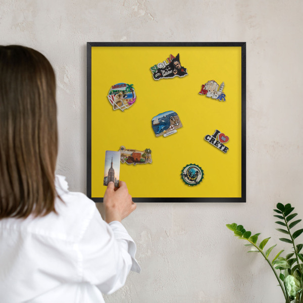 Panou magnetic mural decorativ cadru negru Galben intens