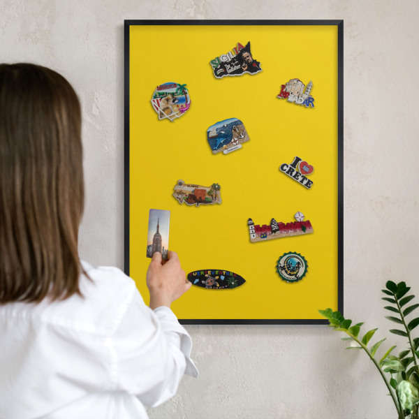 Panou magnetic mural decorativ cadru negru Galben intens
