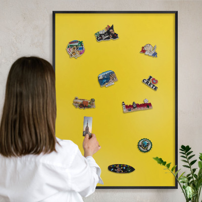 Panou magnetic mural decorativ cadru negru Galben intens