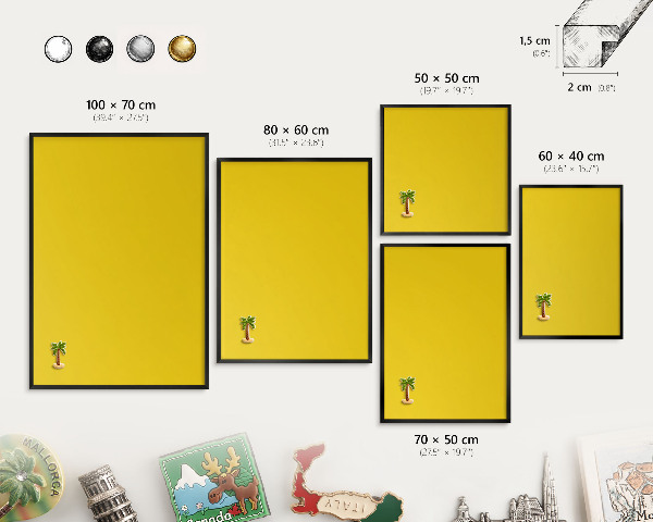 Panou magnetic mural decorativ cadru negru Galben intens