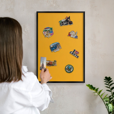 Panou magnetic mural decorativ cadru negru Portocaliu intens