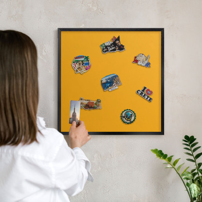 Panou magnetic mural decorativ cadru negru Portocaliu intens