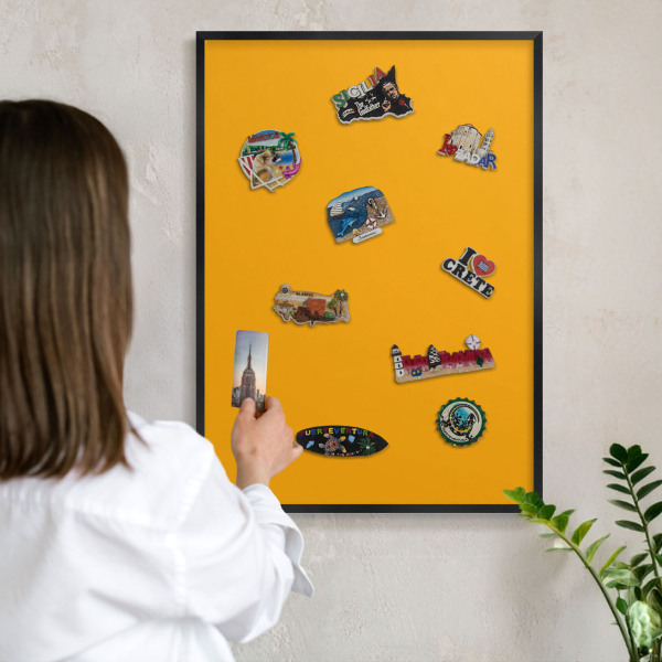 Panou magnetic mural decorativ cadru negru Portocaliu intens