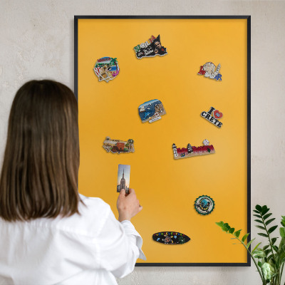 Panou magnetic mural decorativ cadru negru Portocaliu intens