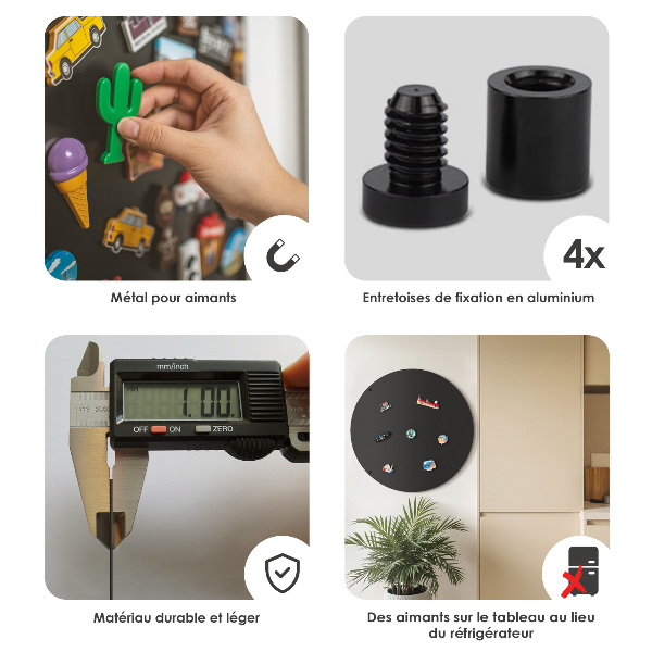 Tablă magnetică pentru colecția de magneți rotundă neagră