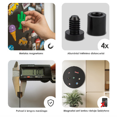 Tablă magnetică pentru colecția de magneți rotundă neagră
