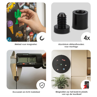 Tablă magnetică pentru colecția de magneți rotundă neagră