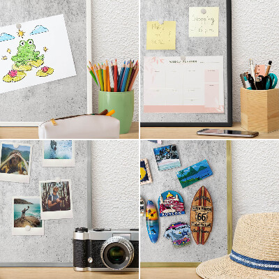 Panou magnetic înrămat pentru magneți de culoare argintie Textură gri
