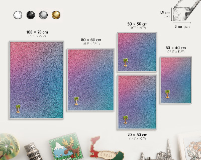 Tablă magnetică pentru colecția de magneți cadru argintiu Gradient colorat