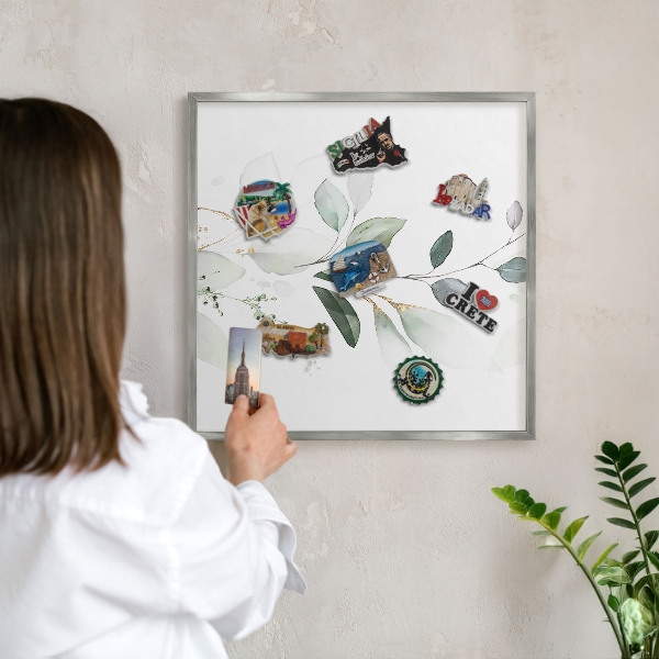 Tablă magnetică pentru colecția de magneți cadru argintiu Eleganță botanică