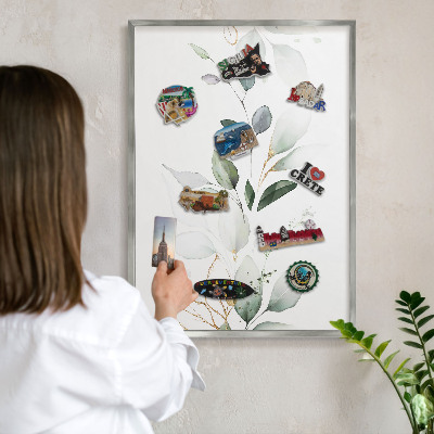 Tablă magnetică pentru colecția de magneți cadru argintiu Eleganță botanică