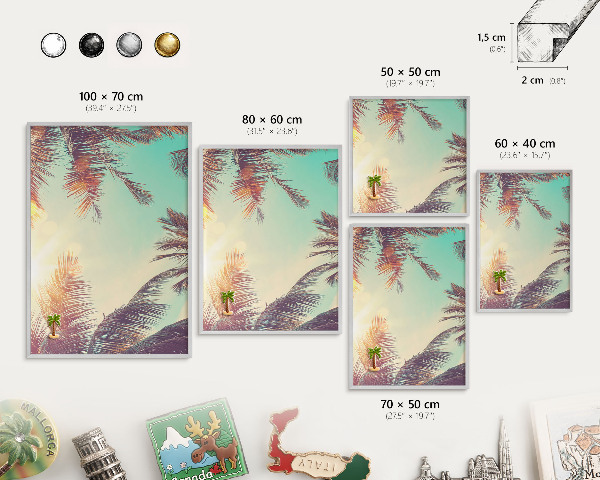 Panou magnetic înrămat pentru magneți de culoare argintie Paradis tropical