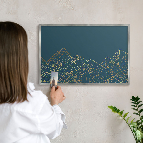 Tablă magnetică pentru colecția de magneți cadru argintiu Minimalismul montan