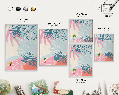 Panou magnetic înrămat pentru magneți de culoare argintie Abstracție tropicală