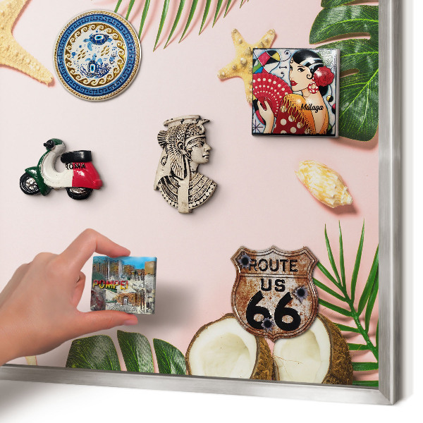 Panou magnetic înrămat pentru magneți de culoare argintie Vacanță tropicală
