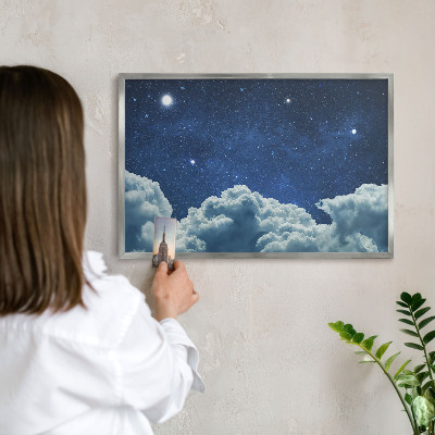 Panou magnetic înrămat pentru magneți de culoare argintie Noaptea cosmică