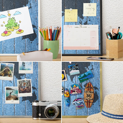 Panou magnetic înrămat pentru magneți de culoare argintie Harta lumii