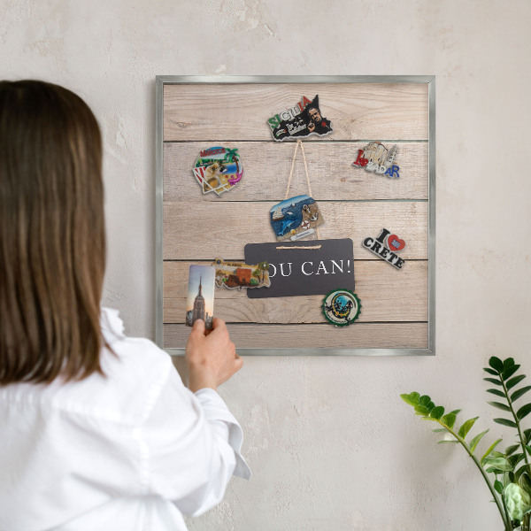 Panou magnetic înrămat pentru magneți de culoare argintie Motivație în fiecare zi