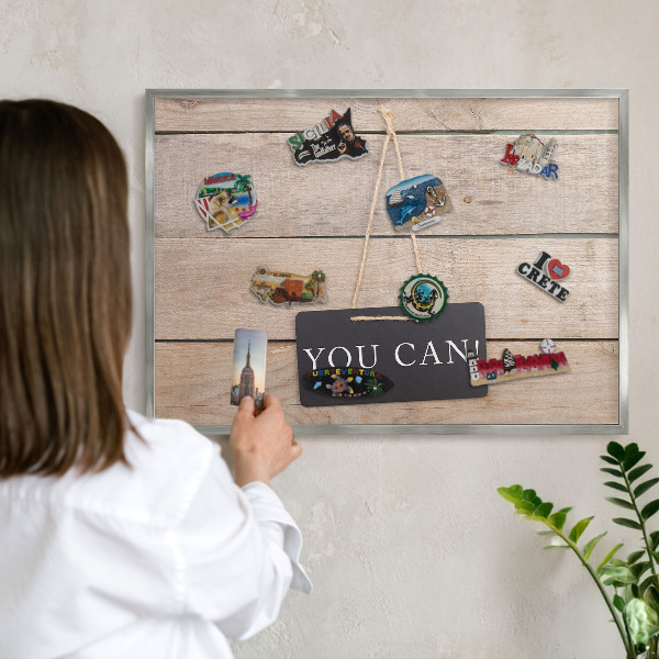 Panou magnetic înrămat pentru magneți de culoare argintie Motivație în fiecare zi