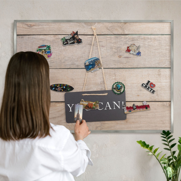 Panou magnetic înrămat pentru magneți de culoare argintie Motivație în fiecare zi