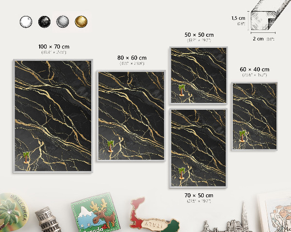 Tablă magnetică pentru colecția de magneți cadru argintiu Valuri luxoase