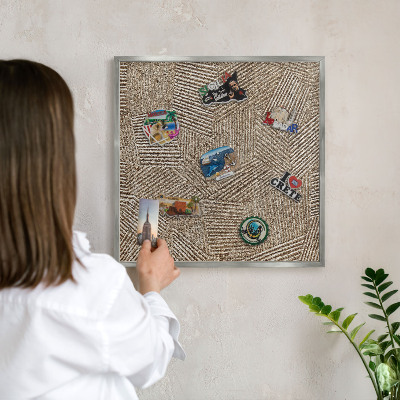 Tablă magnetică pentru colecția de magneți cadru argintiu Model geometric