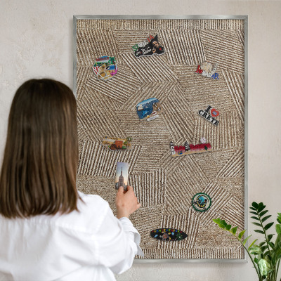 Tablă magnetică pentru colecția de magneți cadru argintiu Model geometric