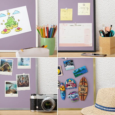 Panou magnetic înrămat pentru magneți de culoare argintie Liliac violet