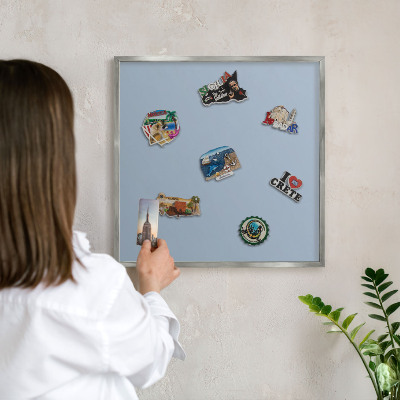 Tablă magnetică pentru colecția de magneți cadru argintiu Albastru pastel
