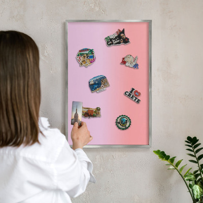 Panou magnetic înrămat pentru magneți de culoare argintie Gradient delicat