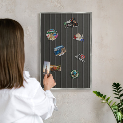 Panou magnetic înrămat pentru magneți de culoare argintie Textură panou