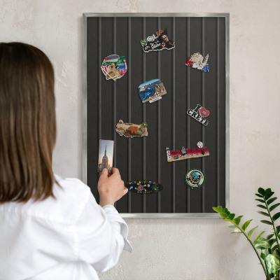 Panou magnetic înrămat pentru magneți de culoare argintie Textură panou