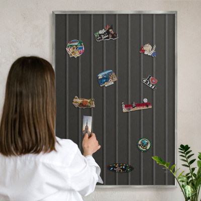 Panou magnetic înrămat pentru magneți de culoare argintie Textură panou
