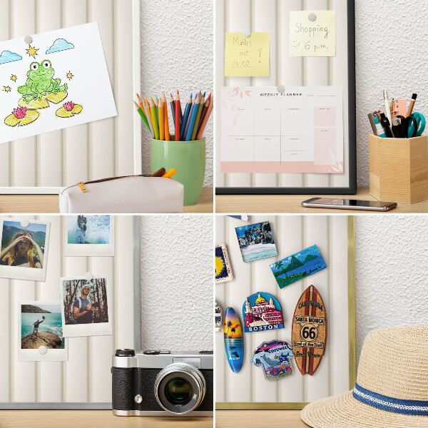 Tablă magnetică pentru colecția de magneți cadru argintiu Linii verticale