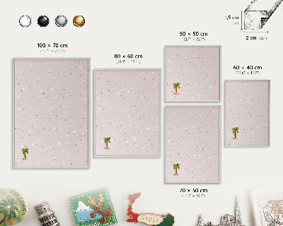 Panou magnetic înrămat pentru magneți de culoare argintie Terrazzo modern