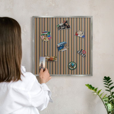 Panou magnetic înrămat pentru magneți de culoare argintie Model geometric