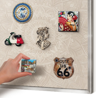 Tablă magnetică pentru colecția de magneți cadru argintiu Mandala decorativă