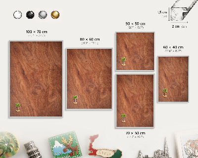 Tablă magnetică pentru colecția de magneți cadru argintiu Fibre de lemn