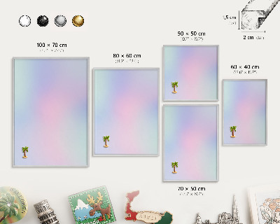 Tablă magnetică pentru colecția de magneți cadru argintiu Gradient pastel