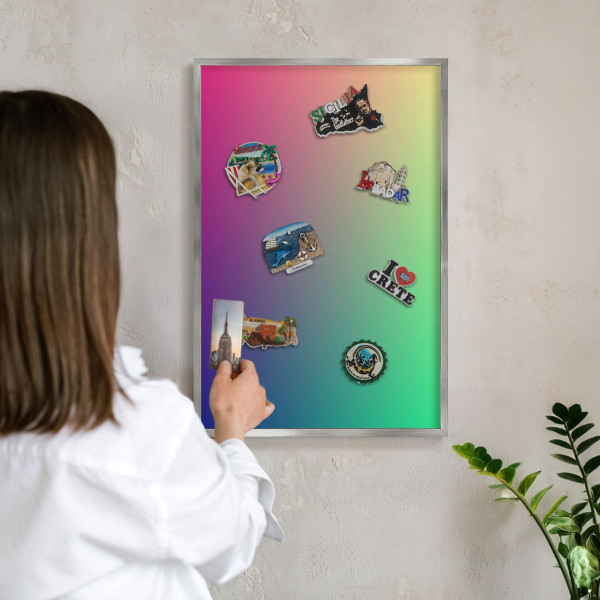 Panou magnetic înrămat pentru magneți de culoare argintie Gradient colorat