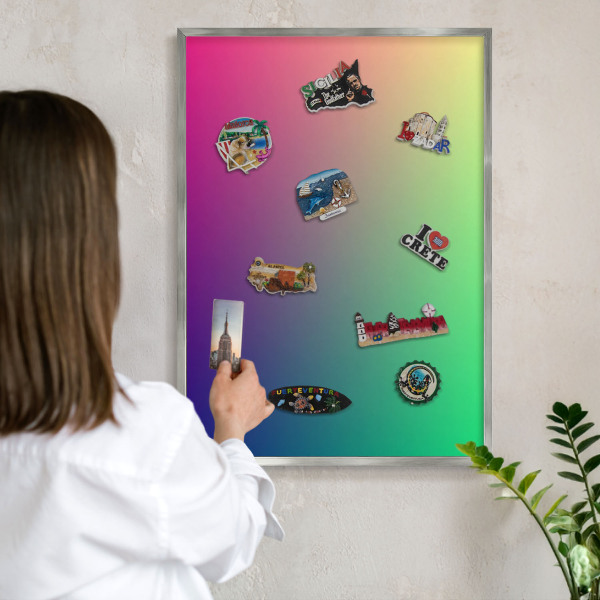 Panou magnetic înrămat pentru magneți de culoare argintie Gradient colorat