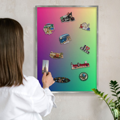 Panou magnetic înrămat pentru magneți de culoare argintie Gradient colorat