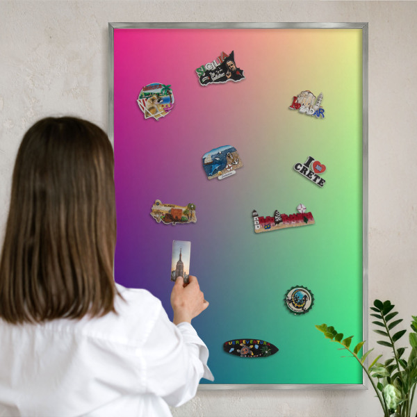 Panou magnetic înrămat pentru magneți de culoare argintie Gradient colorat