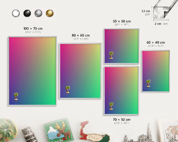 Panou magnetic înrămat pentru magneți de culoare argintie Gradient colorat