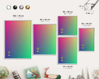 Panou magnetic înrămat pentru magneți de culoare argintie Gradient colorat