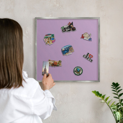 Tablă magnetică pentru colecția de magneți cadru argintiu Violet deschis