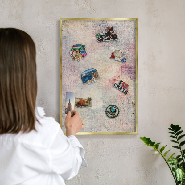 Tablă magnetică pentru magneți din vacanță cadru auriu Abstracție pastelată