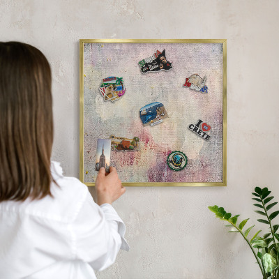 Tablă magnetică pentru magneți din vacanță cadru auriu Abstracție pastelată